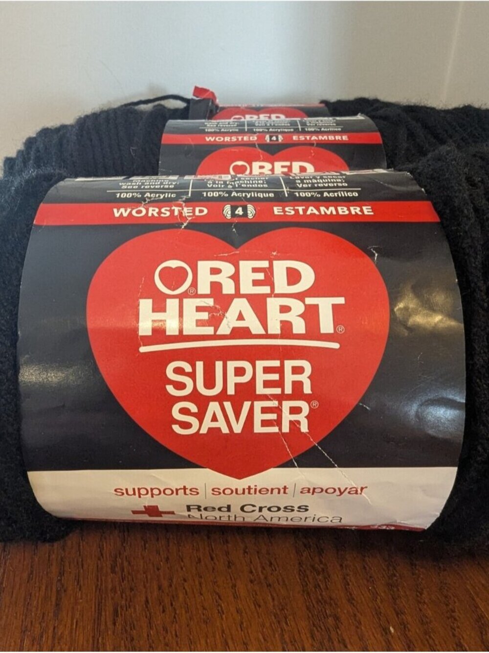Red Heart Yarn 3 Skiens Of Acrylic #4 Worsted Weight Black Yarn 3- 7oz Each - Picture 4 of 7